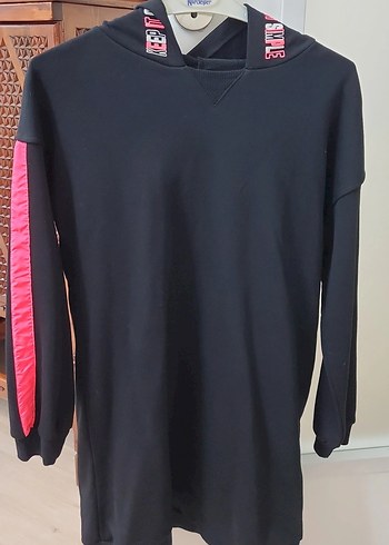 Siyah Kapüşonlu Fermuarlı Sweatshirt - Görsel 2