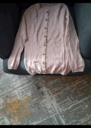 Pudra Düğmeli Uzun Kollu Kadın Hırka - Görsel 3