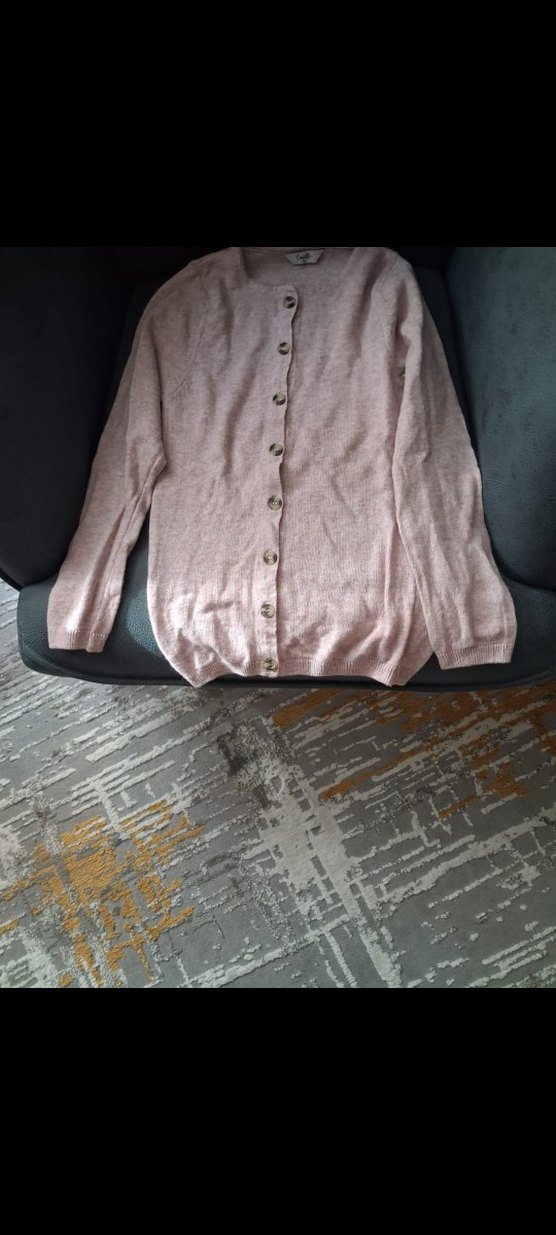 Pudra Düğmeli Uzun Kollu Kadın Hırka - Görsel 3