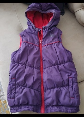 Kız Çocuk Kapüşonlu Mor Fermuarlı Yelek - Görsel 5