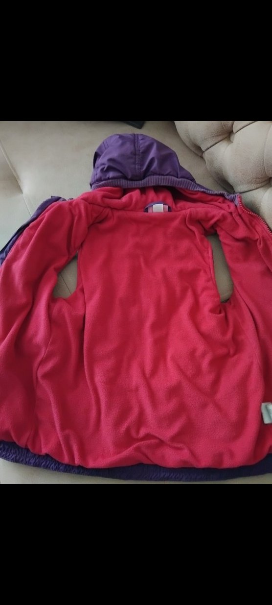 Kız Çocuk Kapüşonlu Mor Fermuarlı Yelek - Görsel 4