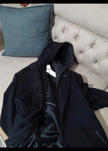 Erkek kapşonlu  kaşe Kaban - Görsel 2