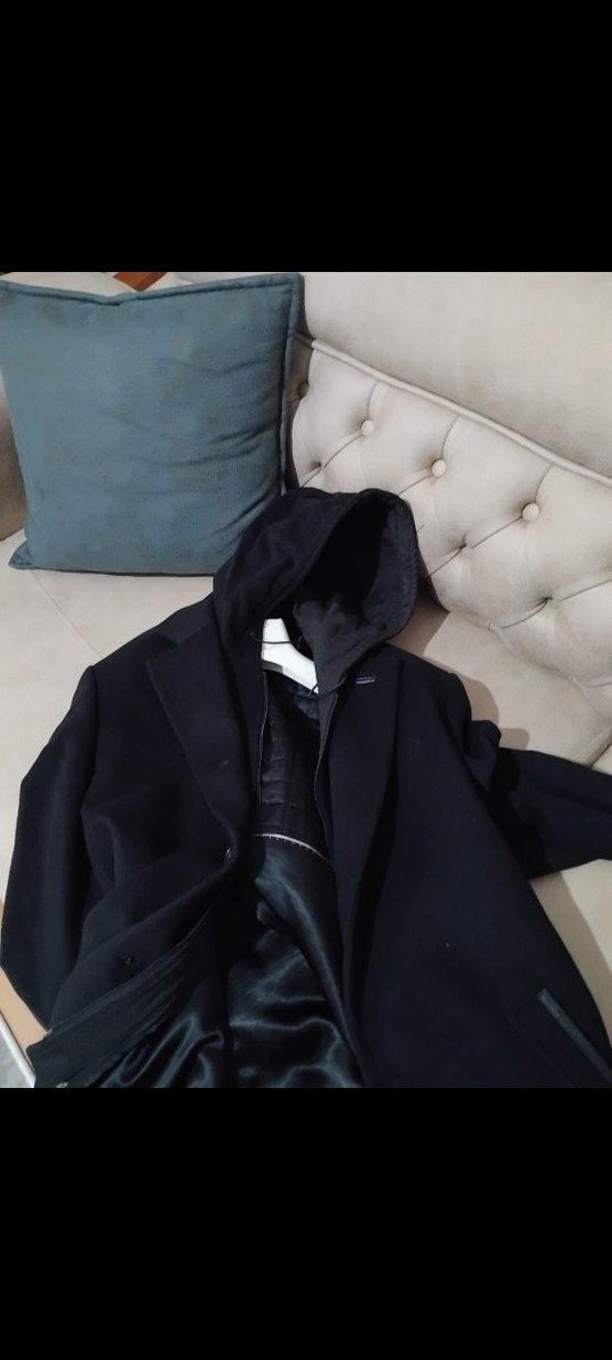 Erkek kapşonlu  kaşe Kaban - Görsel 2