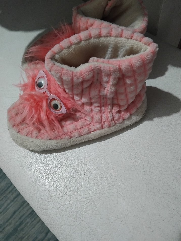 Kızlar için Pembe Peluş Ev Terliği - Görsel 5