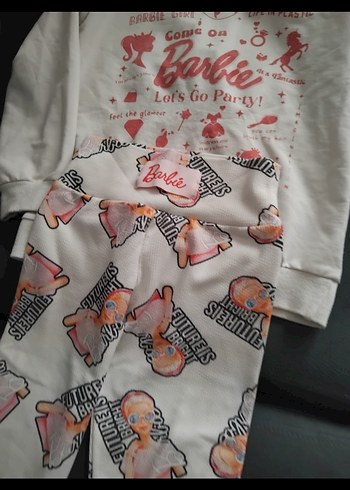 kiz cocuk barbi kapşonlu swet ve tayt - Görsel 3