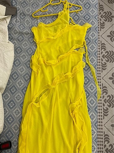 Abiye Sari sifon firfirli elbise