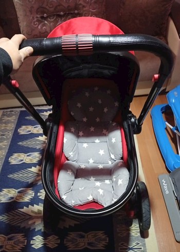 Kırmızı ve Gri Bebek Arabası - Görsel 7