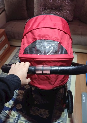 Kırmızı ve Gri Bebek Arabası - Görsel 3