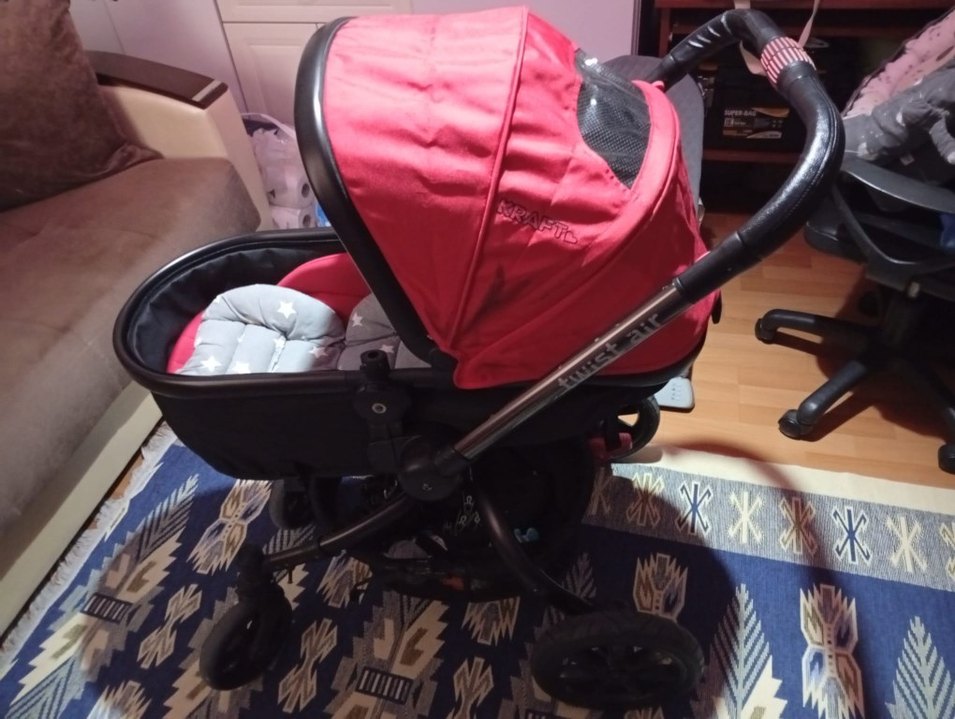 Kırmızı ve Gri Bebek Arabası - Görsel 4