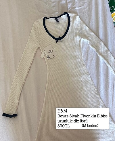 H&M uzun kollu beyaz elbise