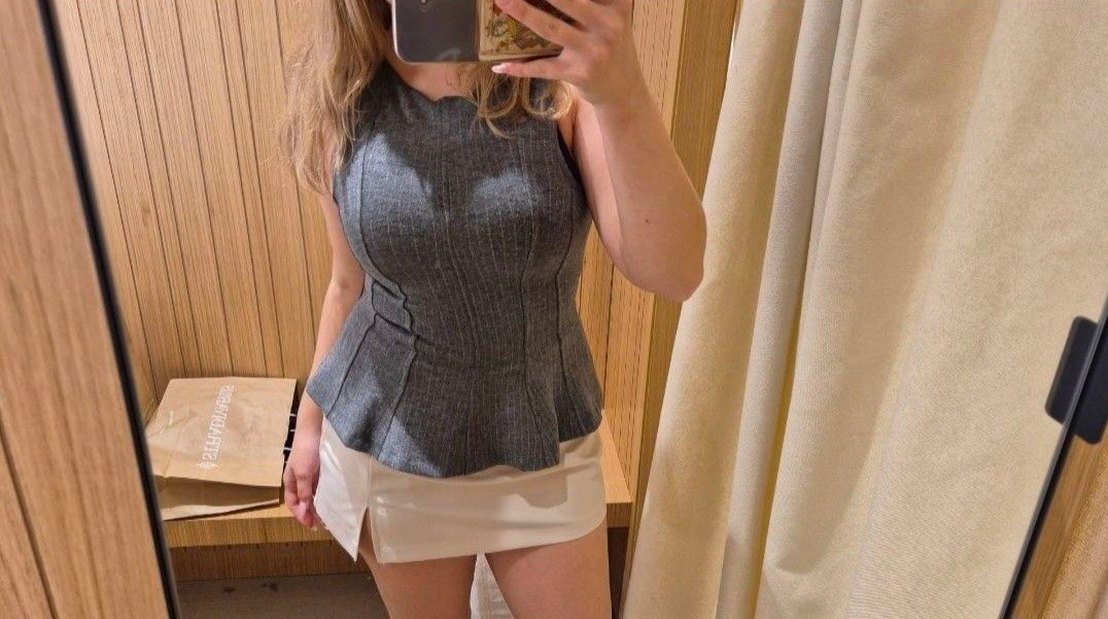 stradivarius bej mini etek - Görsel 2