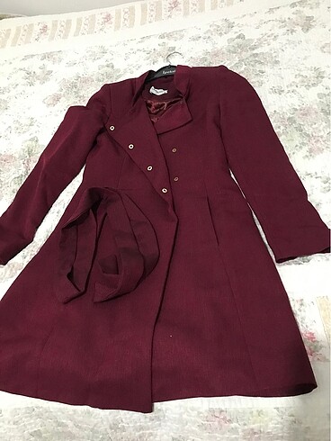 Bordo uzun ceket 36 beden