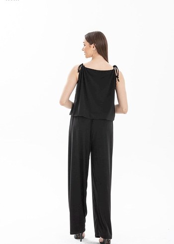 Siyah Kadın Uzun Tulum, Askılı, Salaş Kesim - Görsel 2