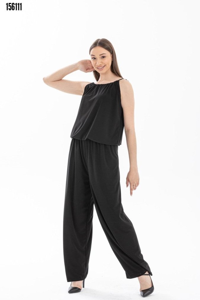 Siyah Kadın Uzun Tulum, Askılı, Salaş Kesim - Görsel 3