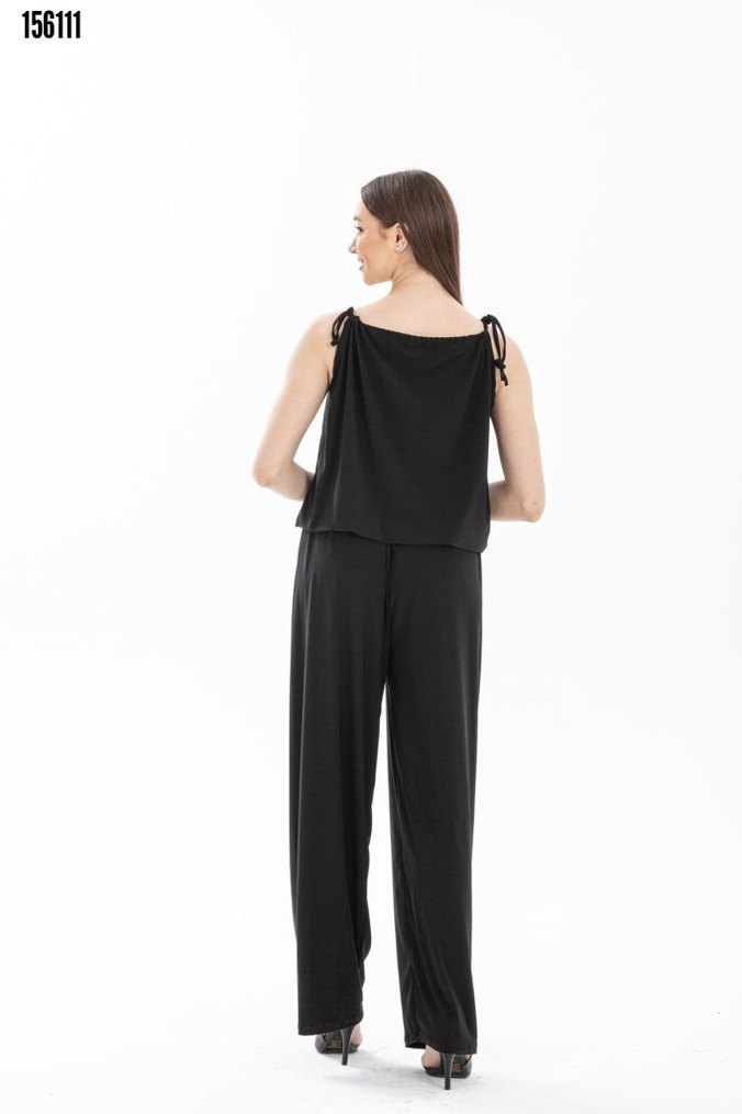 Siyah Kadın Uzun Tulum, Askılı, Salaş Kesim - Görsel 2