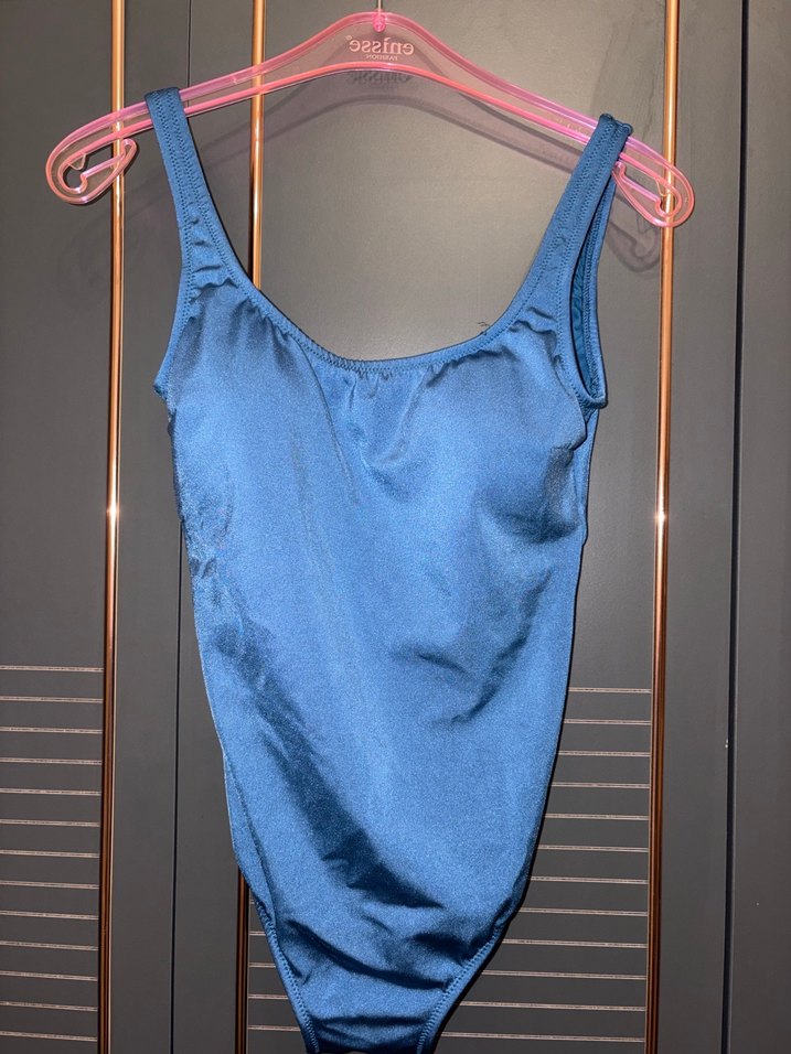 Koton mavi kadın mayo sırt dekolteli - Görsel 2