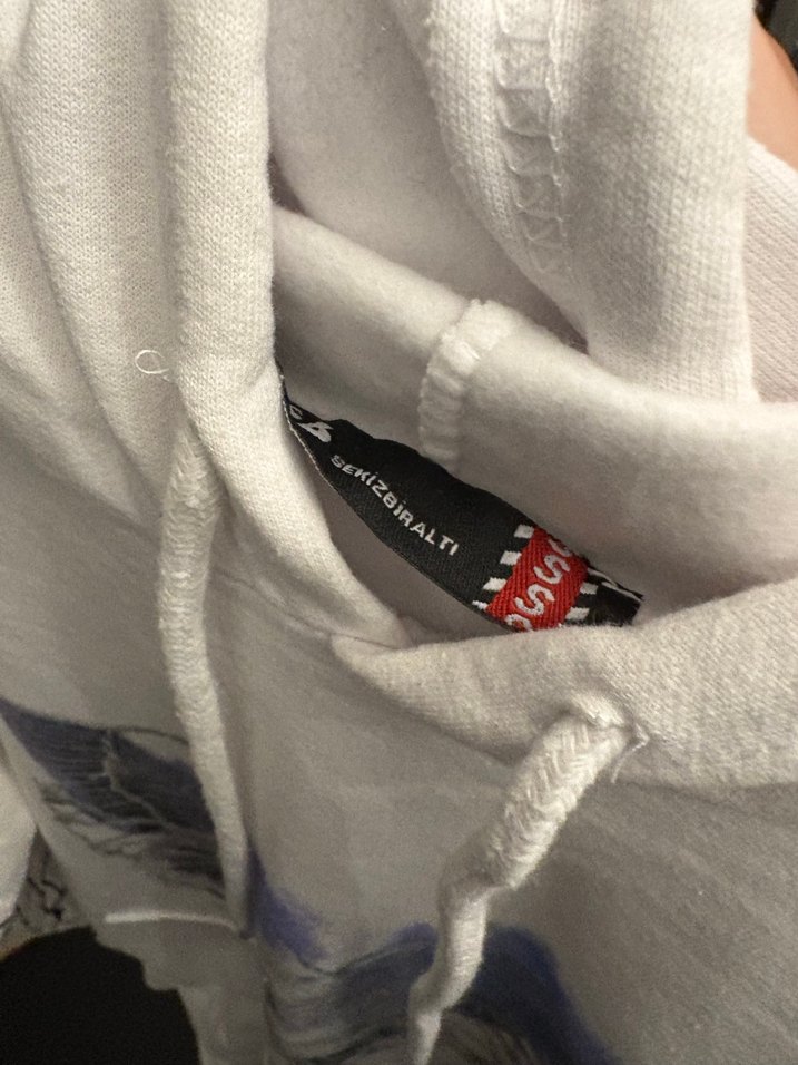 Kapüşonlu Baskılı Beyaz Sweatshirt - Görsel 3