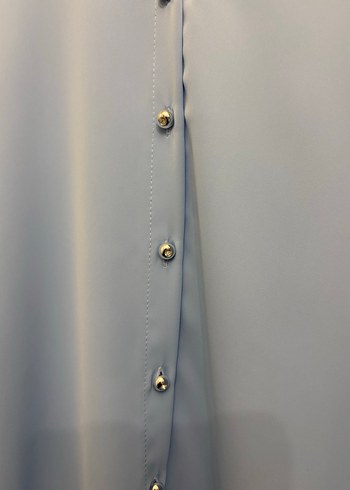 Kadın buz mavi kısa kol gömlek - Görsel 3