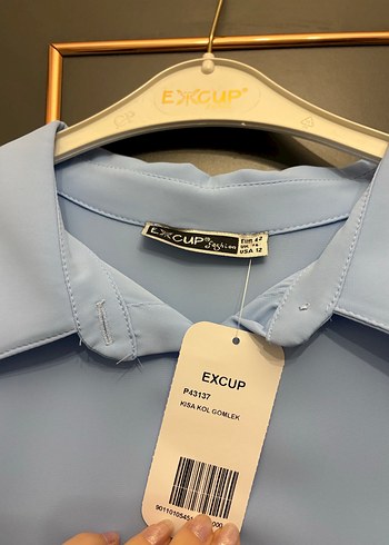 Kadın buz mavi kısa kol gömlek - Görsel 2