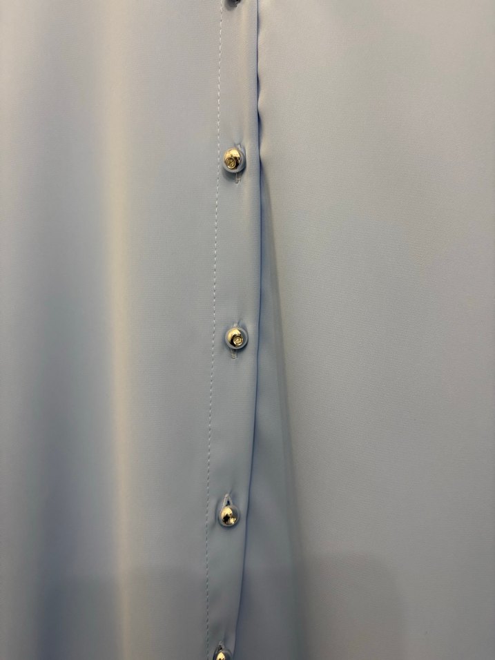 Kadın buz mavi kısa kol gömlek - Görsel 3