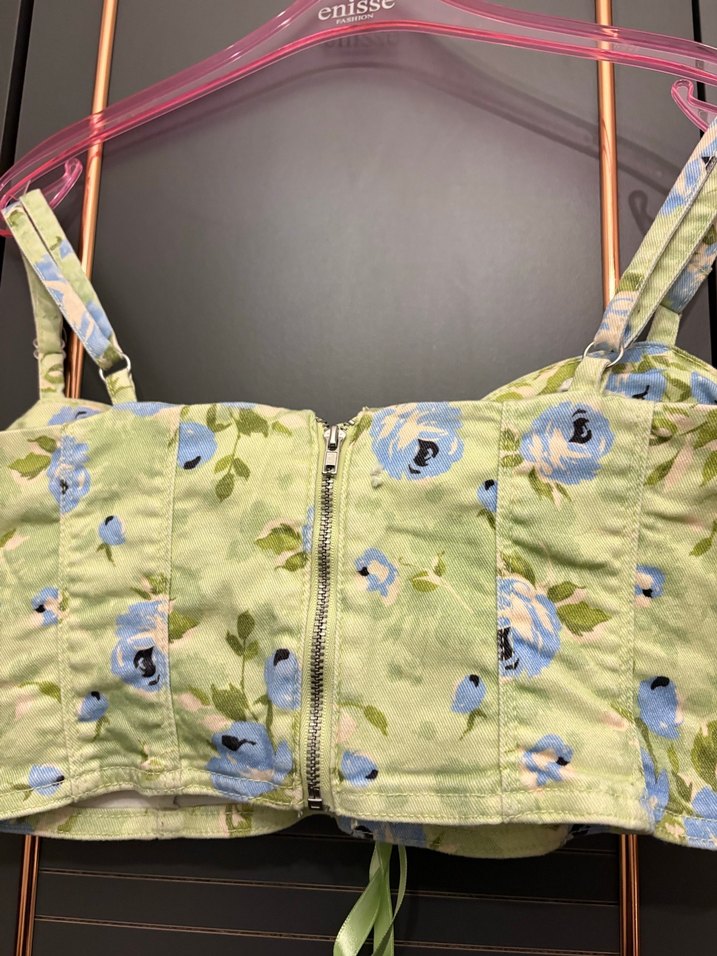 Stradivarius yeşil eski sezon üst Bridgerton - Görsel 4