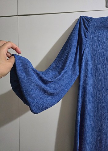 Lacivert Pilili Midi Elbise - Görsel 3