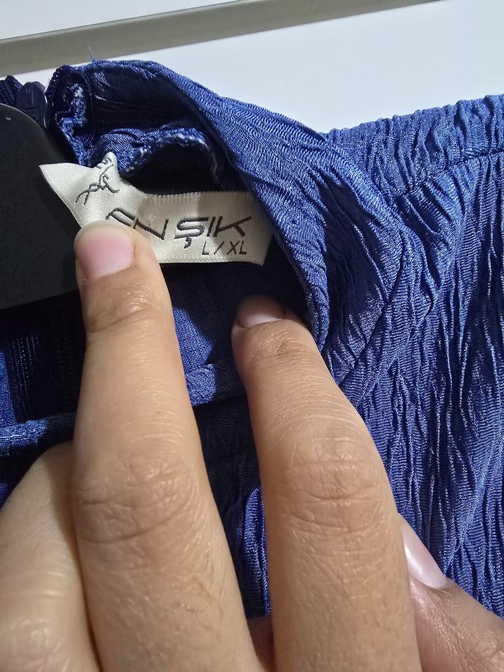 Lacivert Pilili Midi Elbise - Görsel 2