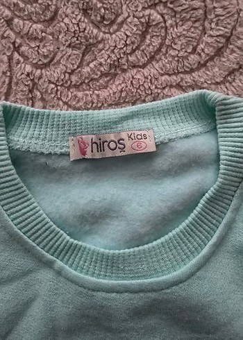 Kızlar Turkuaz Nakışlı Sweatshirt ve Eşofman - Görsel 2