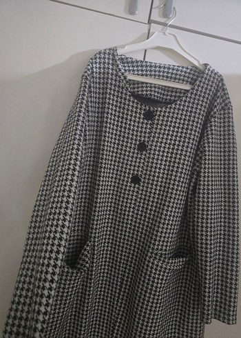 Düğmeli Midi Gri Kadın kemerlede kullanılabılır ceket - Görsel 2