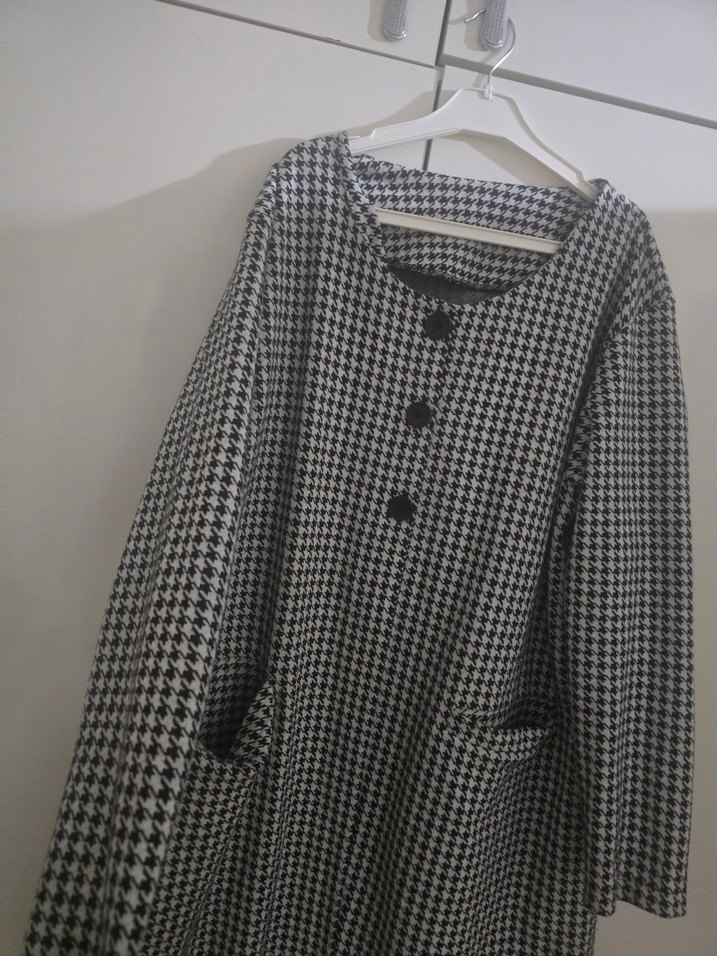 Düğmeli Midi Gri Kadın kemerlede kullanılabılır ceket - Görsel 2