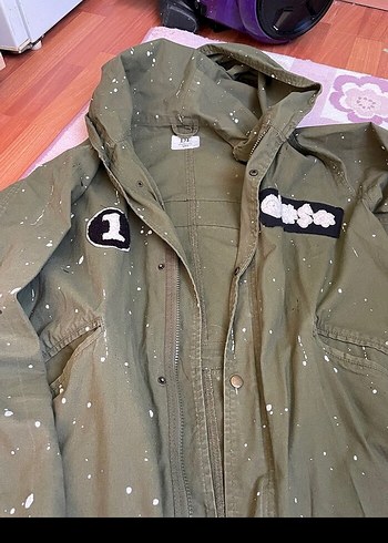 Düğmeli Yeşil Kamuflaj Kadın Ceket - Görsel 3