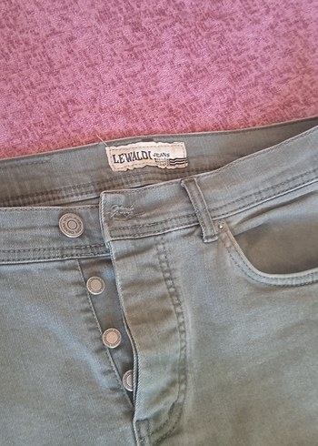 Diğer Gri Düğmeli Erkek Denim Pantolon