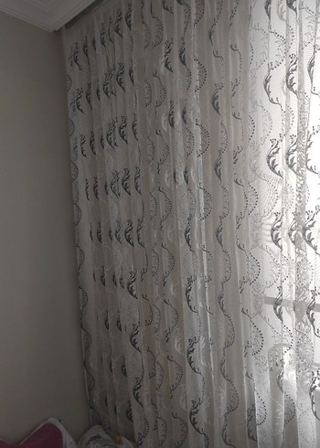 Bohem Stil Gri Beyaz Tül Perde uzunluklugu 250. eni 350. - Görsel 2