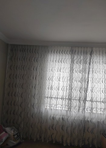 Bohem Stil Gri Beyaz Tül Perde uzunluklugu 250. eni 350. - Görsel 8