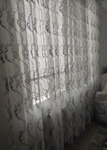 Bohem Stil Gri Beyaz Tül Perde uzunluklugu 250. eni 350. - Görsel 11