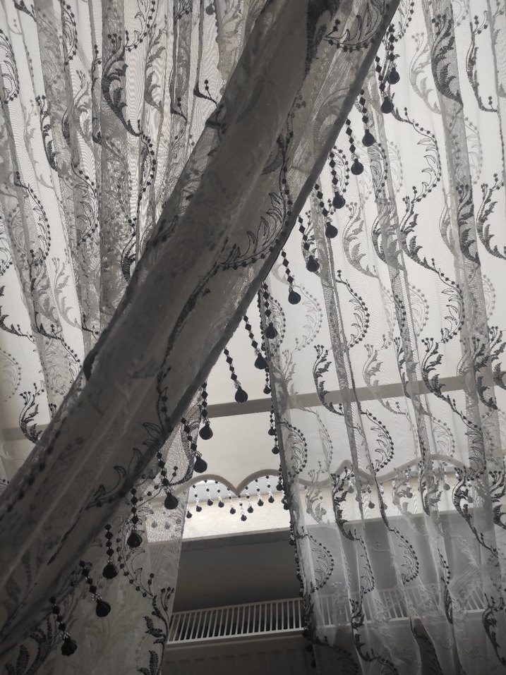 Bohem Stil Gri Beyaz Tül Perde uzunluklugu 250. eni 350. - Görsel 5