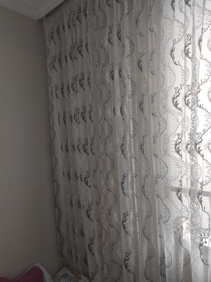 Bohem Stil Gri Beyaz Tül Perde uzunluklugu 250. eni 350. - Görsel 2