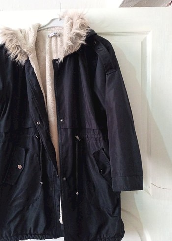 Kürklü Midi Siyah Street Wear Mont 54 beden - Görsel 2