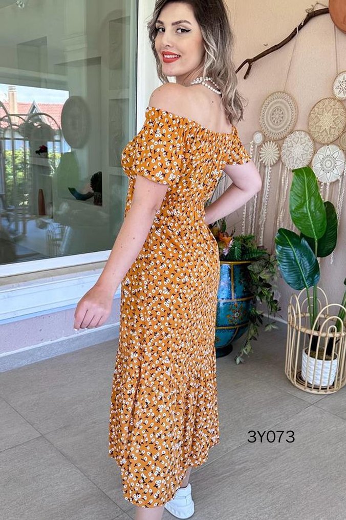 Kadın  Uzun Çiçekli  Elbise , S beden - Görsel 4