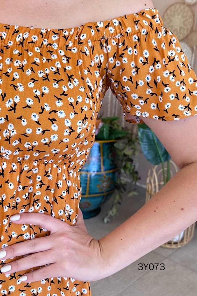 Kadın  Uzun Çiçekli  Elbise , S beden - Görsel 5