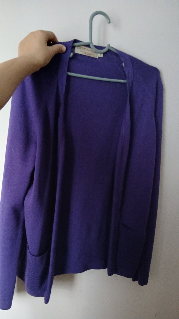 Vintage yünlü  Mor Triko Hırka - Görsel 2