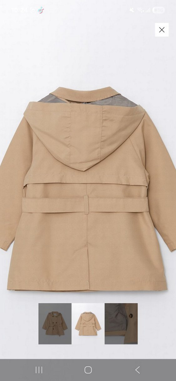 Lc Waikiki Bej Kapüşonlu Kız Çocuk Trençkot 24-36 ay - Görsel 2