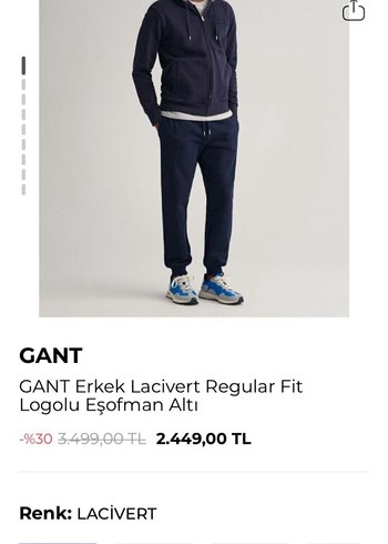 ORJİNAL GANT EŞOFMAN ALTI - Görsel 2