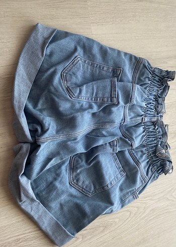 Kadın Beli Lastikli Kot Şort - Görsel 2