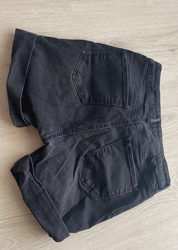 Siyah Mini Kot Şort - Görsel 2