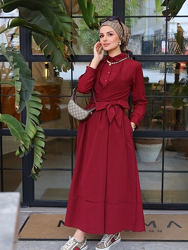 Bordo belden bağlamalı