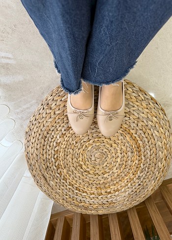 Bej Bağcıklı Kadın Dolgu Topuk Babet - Görsel 8