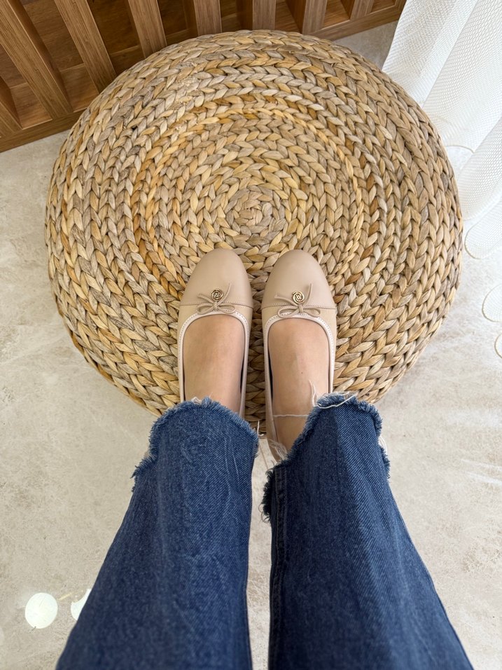 Bej Bağcıklı Kadın Dolgu Topuk Babet - Görsel 4