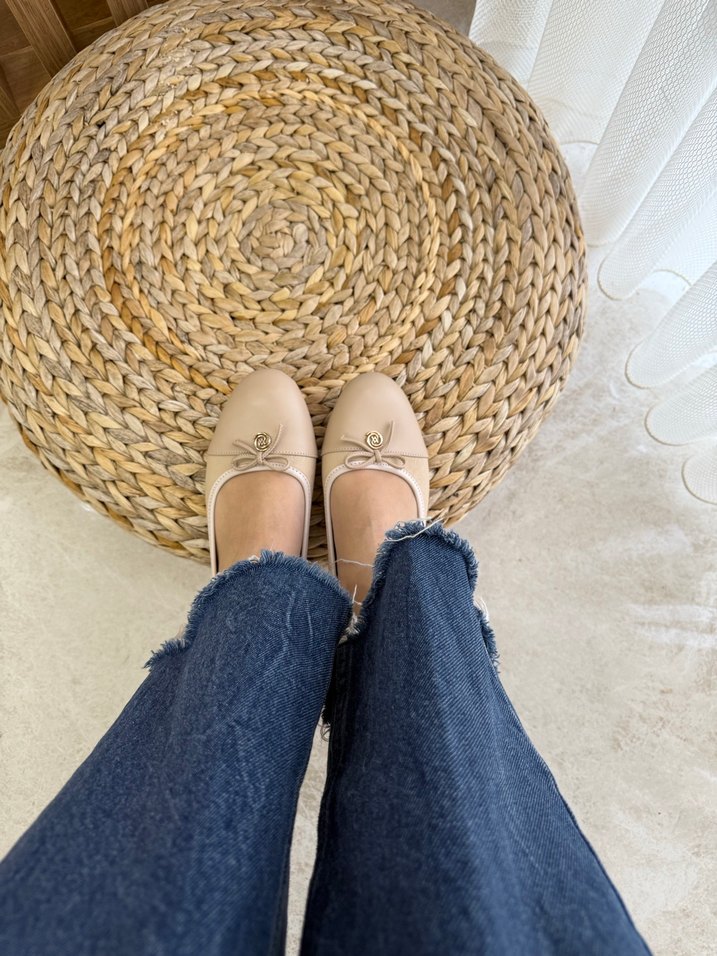 Bej Bağcıklı Kadın Dolgu Topuk Babet - Görsel 2