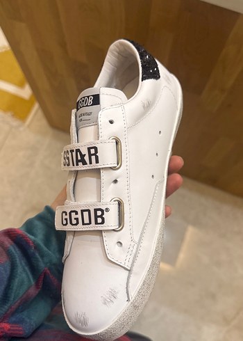 Beyaz Kadın Sneakers, Cırt Cırtlı, Yıldız Desenli - Görsel 3